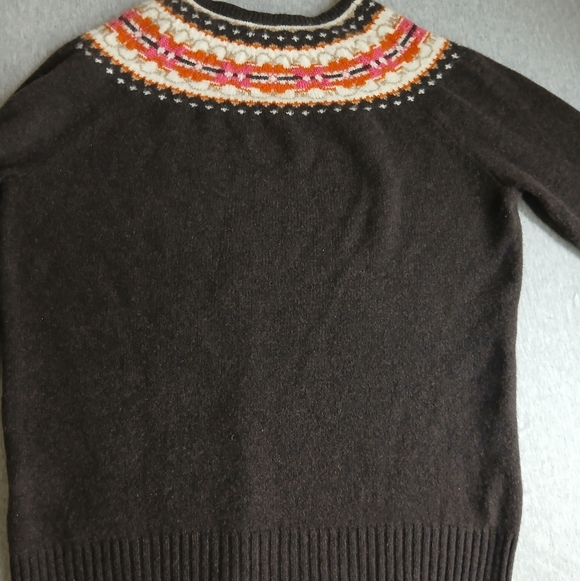 J Crew Sweater Womens Large Lambs Wool Fair Isle Crew Neck Boho Cozy Western - Picture 8 of 11
